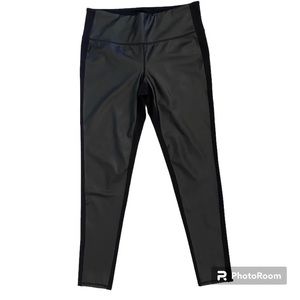 Athleta Black Faux Leather Front Leggings Size Medium